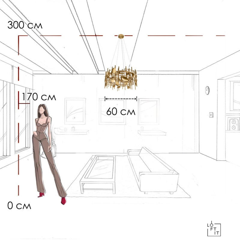 Подвесной светильник Escama, золото, 350 мм - Moonzana