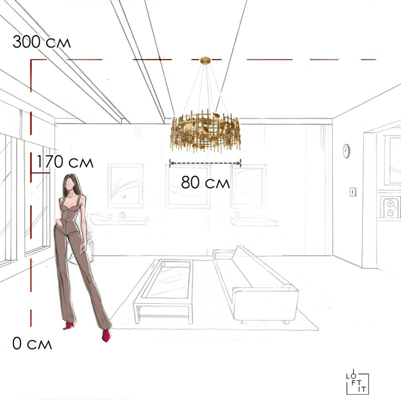 Подвесной светильник Escama, золото, 350 мм - Moonzana
