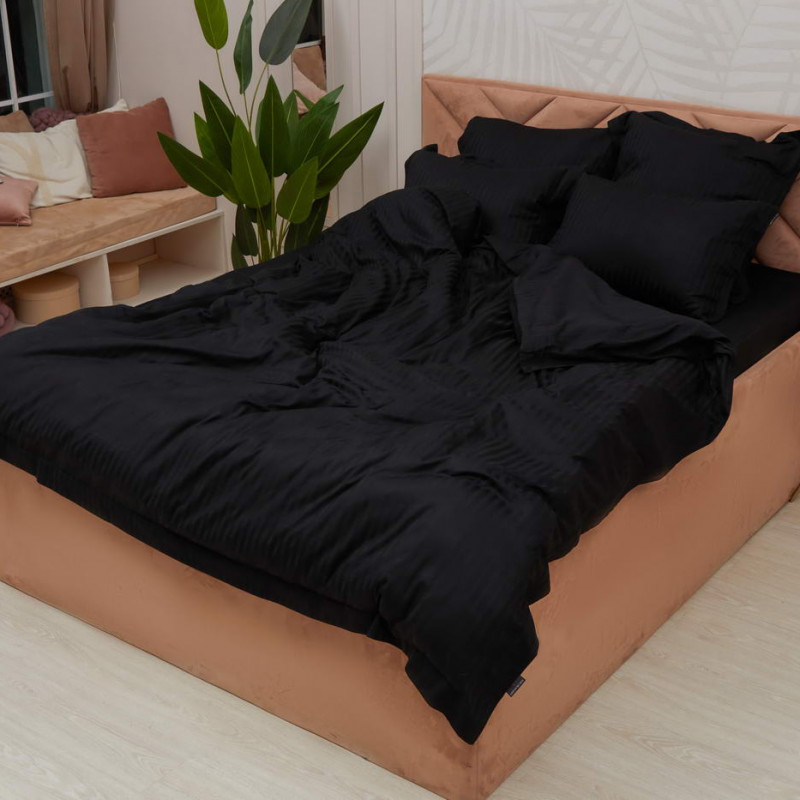 Моне (черный) страйп сатин 7Е, Семейный - Moonzana