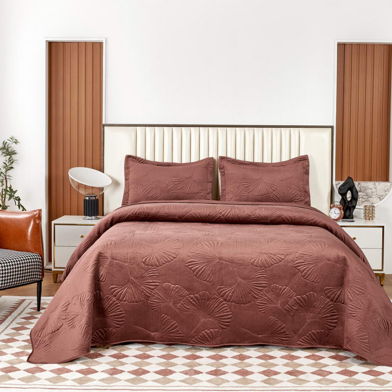 Бенита (марсала) Покрывало 240x260, красный, 240х260 см 50х70 см - Moonzana
