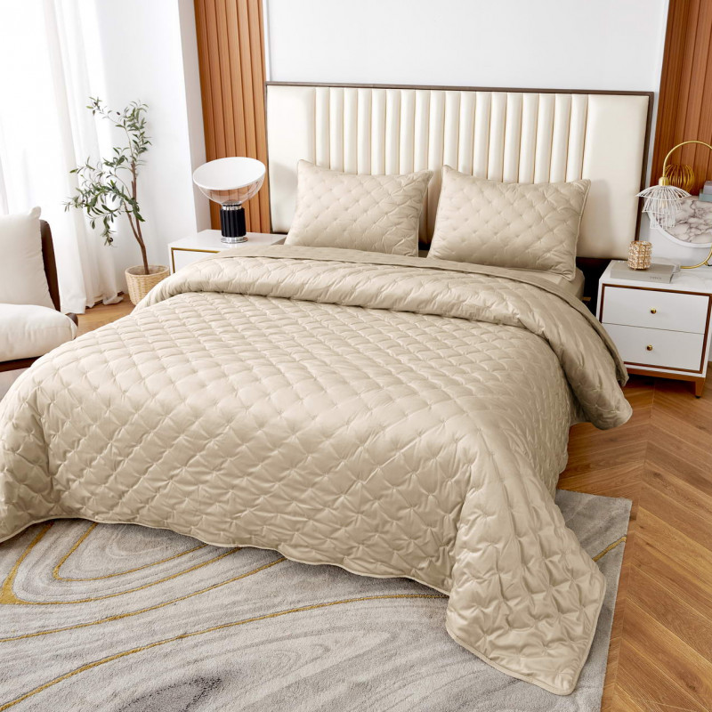 Лея (крем) Покрывало 240x260, кремовый, 240х260 см 50х70 см - Moonzana