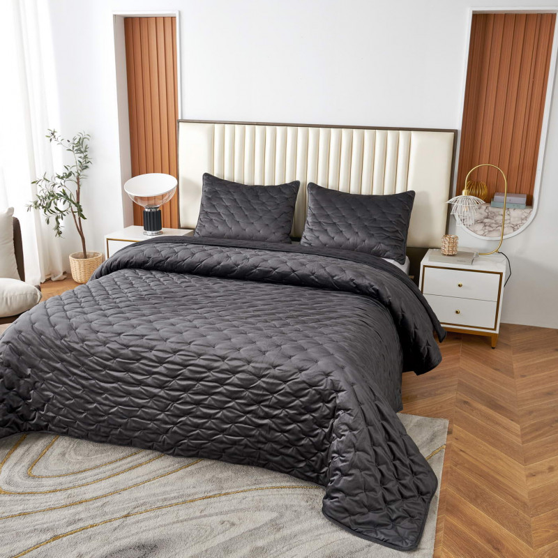 Лея (антрацит) Покрывало 240x260, 240х260 см 50х70 см - Moonzana