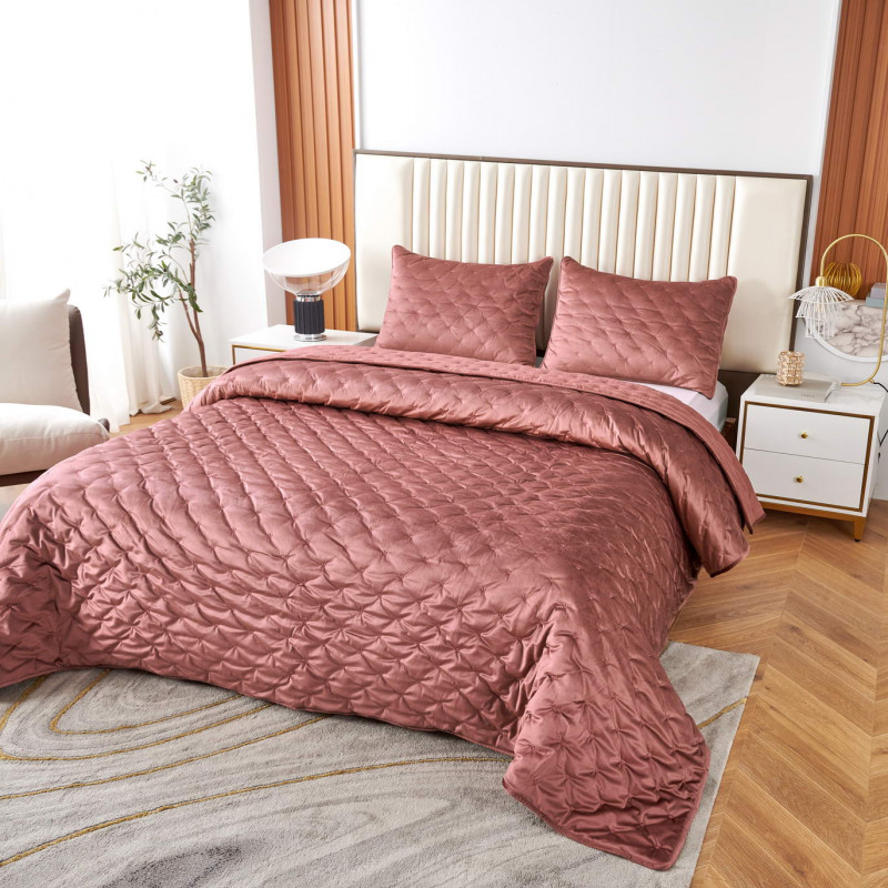 Лея (марсала) Покрывало 240x260, красный, 240х260 см 50х70 см - Moonzana