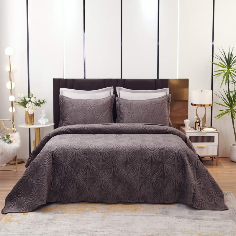 Ариэль (мокко) Покрывало 240x260, серый, 240х260 см 50х70 см - Moonzana