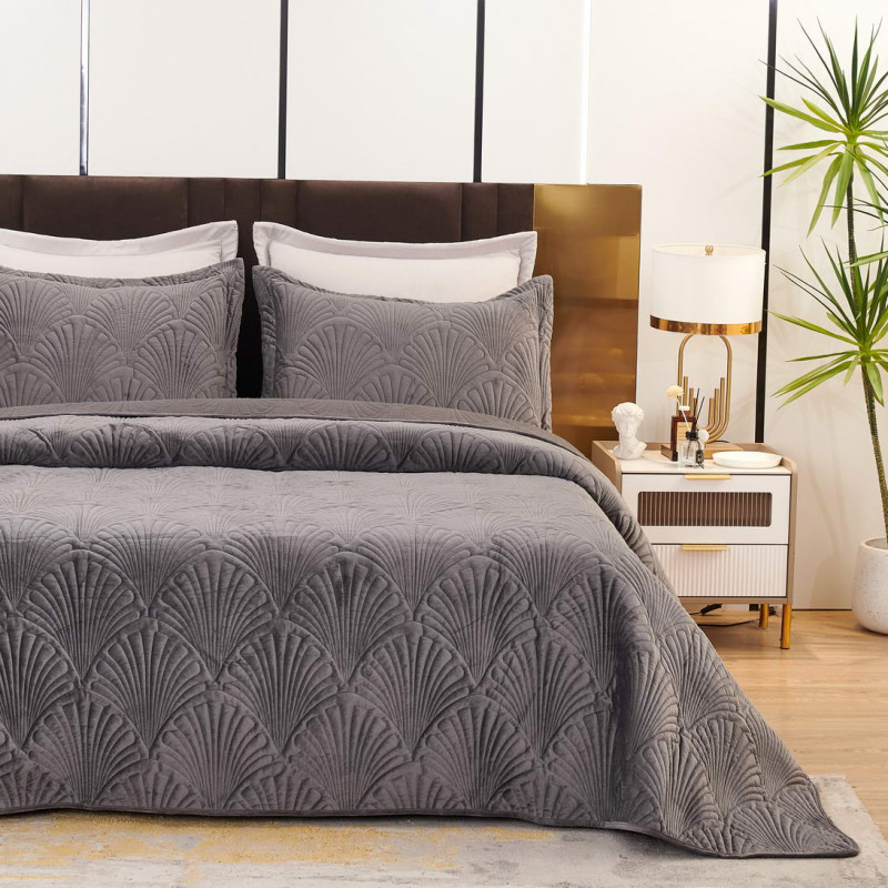 Ариэль (антрацит) Покрывало 240x260, серый, 240х260 см 50х70 см - Moonzana