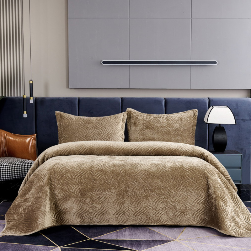 Деварта (капучино) Покрывало 240x260, 240х260 см 50х70 см - Moonzana
