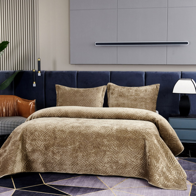 Деварта (капучино) Покрывало 240x260, 240х260 см 50х70 см - Moonzana