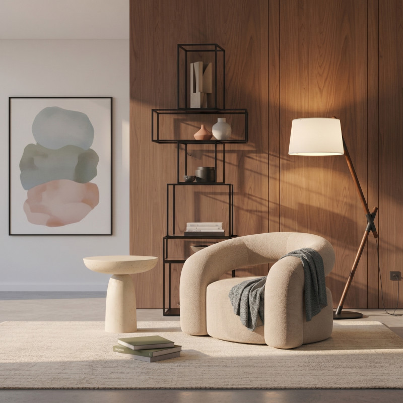 Торшер Emma, светлое дерево, бронза, 1650 мм - Moonzana
